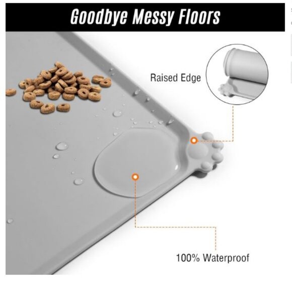 New 2 Collapsible Dog Bowls and 2 Silicone Non Slip Pet Dog Bowl Mats Grey - Picture 5 of 10